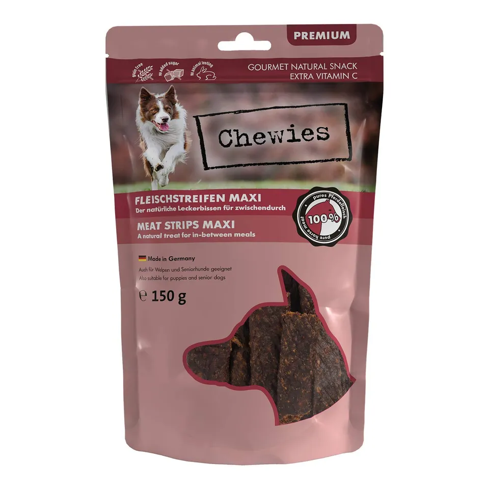chewies-fleischstreifen-maxi-hundeleckerli-aus-100-pferdefleisch-150-g image 1
