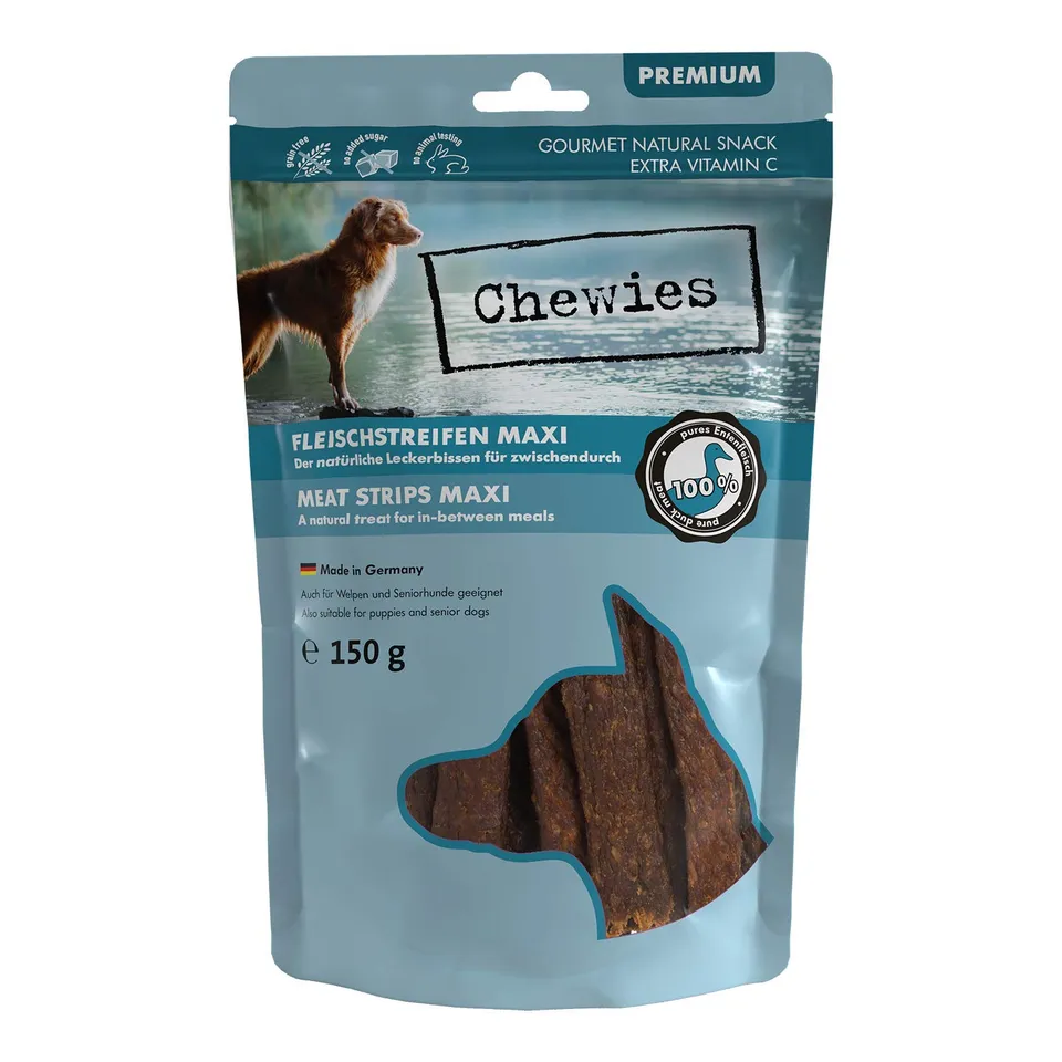 chewies-fleischstreifen-maxi-hundeleckerli-aus-100-entenfleisch-150-g-luftgetroc image 1