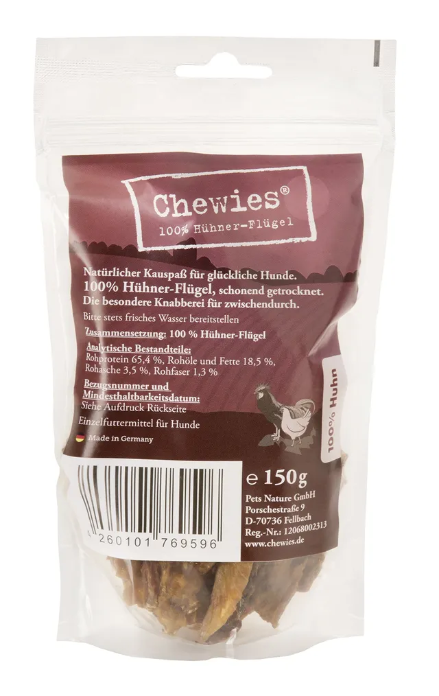 chewies-h-hnerfl-gel-kauspa-8-x-150-g-1-2-kg-nat-rlicher-h-hner-kausnack-f-r-hun image 1