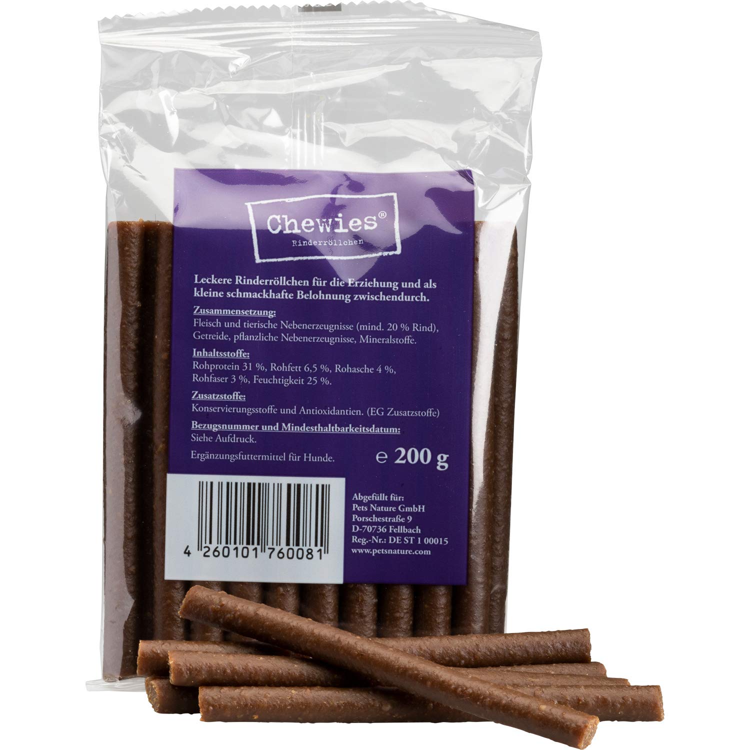 chewies-rinderr-llchen-f-r-hunde-2-x-200-g-weiche-kaustangen-mit-rind image 1