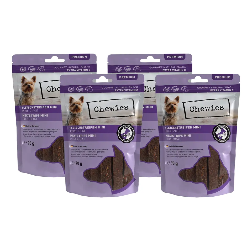chewies-fleischstreifen-mini-4-x-70g-hundeleckerli-aus-100-ziege-luftgetrocknet- image 1